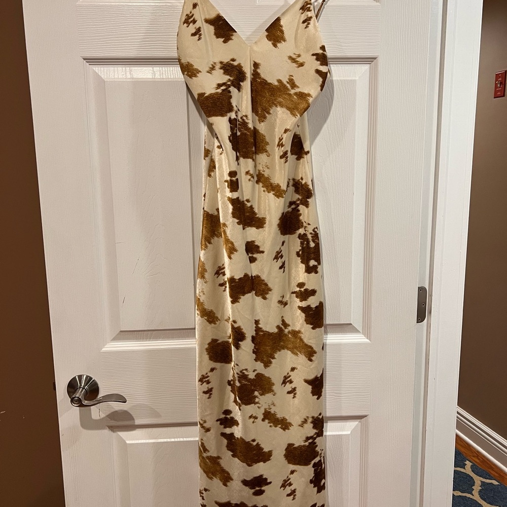 Zara Brown and Cream Midi Dress